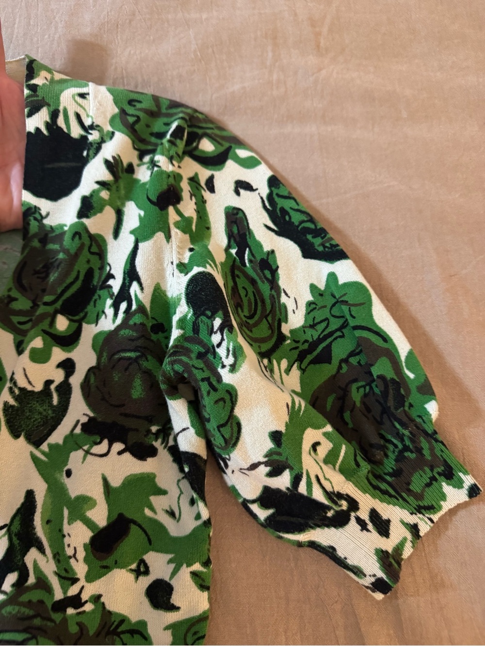 Harolds Green Rose Print 3 Button Cardigan Size XS Cotton Blend with Stretch - Picture 7 of 9